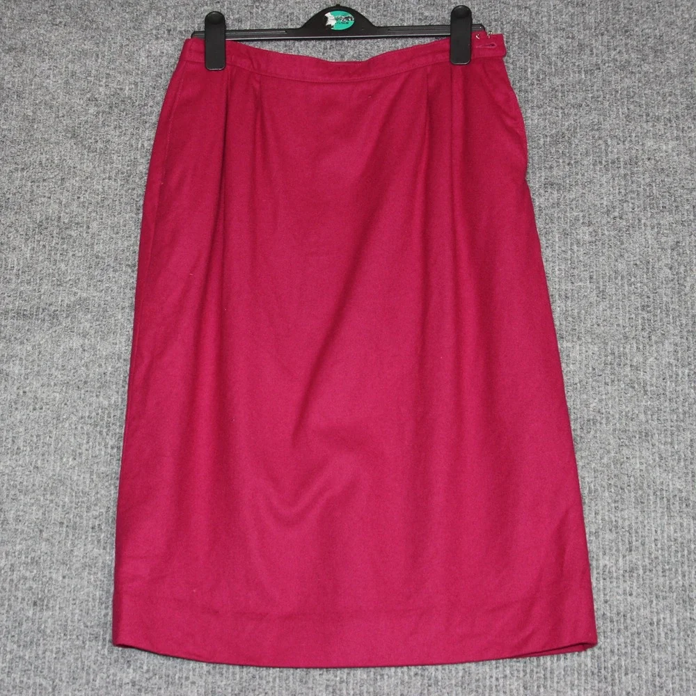 Pendleton Wool Skirt Size 12‎ Red Raspberry Vintage USA Made Lined Career Rare